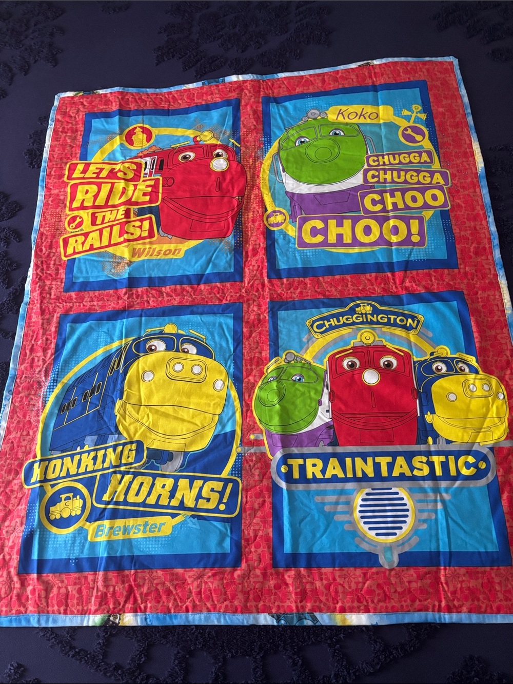 Baby Quilt/Bedding Train Throw -Handmade But Machine Sewn
